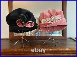 2 Vintage Women's Hats Velvet, hand crafted