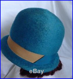 20s 30s Revival Vintage Flapper RAWAK Teal Wool Cloche Hat Women Ladies Goodwood
