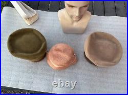 3 TRUE Vintage 1940s Borsalino Hat & Hat Box