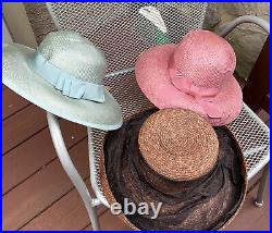 3 Vintage Laura Ashley Straw Hat Made In Great Britain Natural