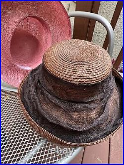 3 Vintage Laura Ashley Straw Hat Made In Great Britain Natural