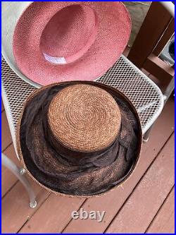 3 Vintage Laura Ashley Straw Hat Made In Great Britain Natural