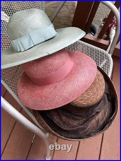 3 Vintage Laura Ashley Straw Hat Made In Great Britain Natural