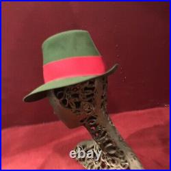 30s 40s Vintage Hat Stetson Olive Green Red Ribbon 22 1/2 felt