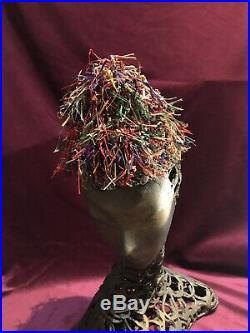 40s Vintage Hat Raffia Straw John Frederics Charmer Tilt Top