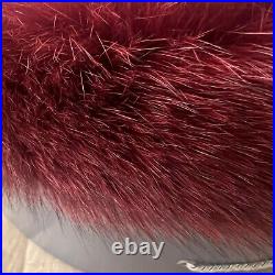 $460 Luxury Vtg Kokin Red Real Fur Rhinestone Wide Brim Formal Church Hat NWT