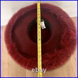 $460 Luxury Vtg Kokin Red Real Fur Rhinestone Wide Brim Formal Church Hat NWT