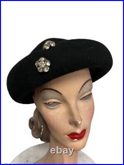 7 Vintage womens Black Hats Lot 1940s Fascinators Gwen Pennington Veils O/S