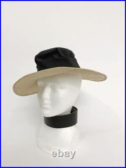 80s Vintage Chanel Straw Brim Black Hat jacket bag dress shirt coat vtg 90s