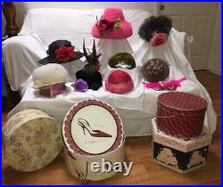 9 Vintage 1950s 60s Ladies Hats Millinery Feathers netting floral velvet straw