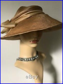 A Vintage 1970s Frederick Fox London Hat, Wide Brimmed Bronze Colour