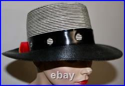 ADOLFO II Paris vintage straw mod pop art hat