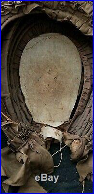 ANTIQUE 18th C BROWN SILK CALASH BONNET WITH WILLOW RIBS