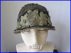 ANTIQUE 1920's FRENCH CLOCHE FLAPPER HAT ROSES NET METALLIC LANGLEYS HOLLYWOOD