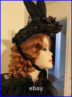 ANTIQUE VICTORIAN VTG 1860's BLACK Mourning Hat With Horsehair