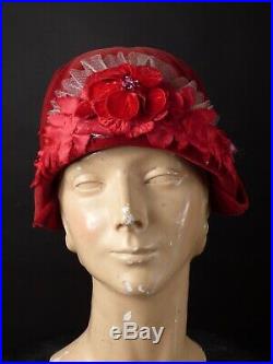 AUBURN HAT SHOP 1920s Maroon Velvet Helmet Cloche