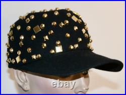 Adolfo II vintage gold metal studded wool cap