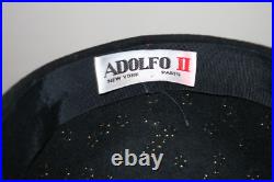 Adolfo II vintage gold metal studded wool cap