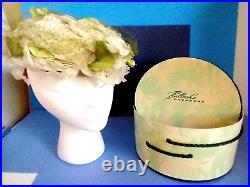 Agnes Original Of California Ladies Netted Silk Floral Hat with Bullock's Box