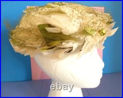 Agnes Original Of California Ladies Netted Silk Floral Hat with Bullock's Box