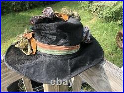 All Original Elzee Edwardian Beaver Edwardian Hat c. 1910