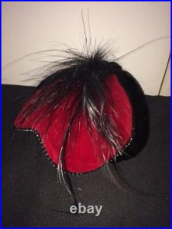 Amazing! Vintage 1940's Franck Palma Art Deco Women's Red Felt Hat w Horse Hair