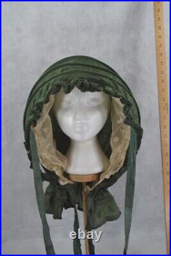 Antique 1780 calash bonnet hat 18th c wooden hoops rough silk all original rare