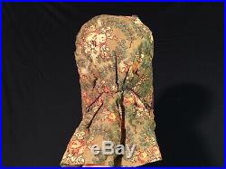 Antique 17th C Silk Floral Jacobean Ladies Girls Bonnet Hat Cap Amazing Textile