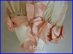 Antique 1800's White & Pink Cotton & Lace Cap/Bonnet/Hat