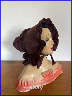 Antique 1800s Brown Cotton Prairie Sun Bonnet Hat