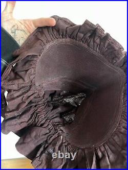 Antique 1800s Brown Cotton Prairie Sun Bonnet Hat