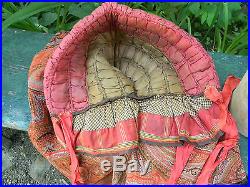 Antique 1850s 1860s Civil War Quilted Winter Bonnet Red Lining Id'd Buck Family