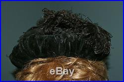 Antique 1870's 1880's Victorian Black Ostrich Feather Velvet Silk Hat Bonnet
