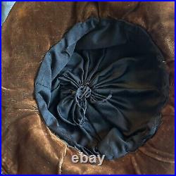 Antique 1910s Edwardian Brown Velvet Ostrich Feather Platter Hat Gibson Girl