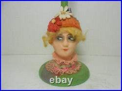 Antique 1920's Art Deco Lady / Flapper Flirty Eyes Hat / Millinery Stand