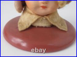Antique 1920s Boudoir Doll Hat Stand Composition Girl Curly Blonde Hair