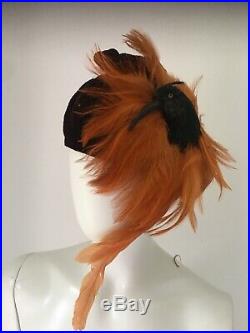 Antique Art Deco Victorian Vtg Marshall And Snelgrove Hat With Bird Head Feather