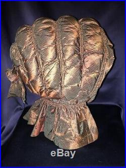 Antique C1860 Hand Stitched Changeable Striped Silk Ladies Bonnet Hat Ex Cond