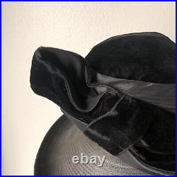 Antique Early 1900s Marchelle Hats Black Velvet Hat