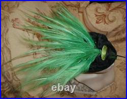 Antique Edwardian GREEN BIRD OF PARADISE Plumes Pointed Silk Hat SAKS 5th Ave