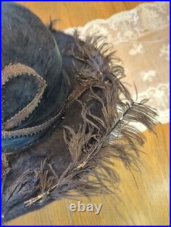 Antique Edwardian Titanic 19teens Black Fur Hat, Picture Hat