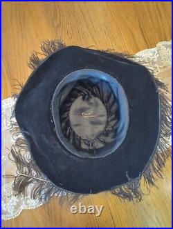 Antique Edwardian Titanic 19teens Black Fur Hat, Picture Hat