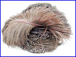 Antique Edwardian Vict. Woman's Brown Black Ostrich Feathered Hat Lg Brim Lavish