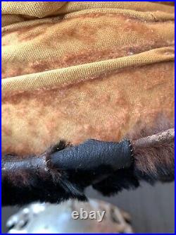 Antique Edwardian velvet mink fur trim beaded hat 1900's