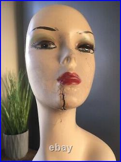 Antique French Art Deco J'adore Hat Stand Mannequin Bust Head Vintage Display