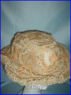 Antique Hat 1890's Tan Horsehair Straw Victorian Hat
