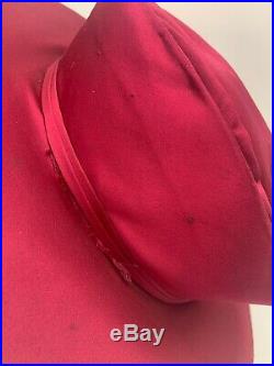 Antique Hat Fuchsia Silk Black Velvet Wide Brim Edwardian Victorian