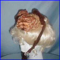 Antique Hat Victorian 1880's Straw and Velvet Hat Ribbon Trims