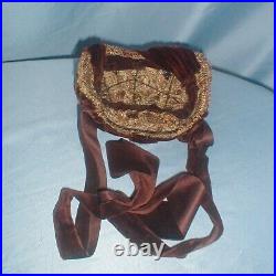 Antique Hat Victorian 1880's Straw and Velvet Hat Ribbon Trims