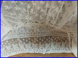 Antique Lace Bonnet Hat Vintage Original White Cotton Embroidery Day Cap